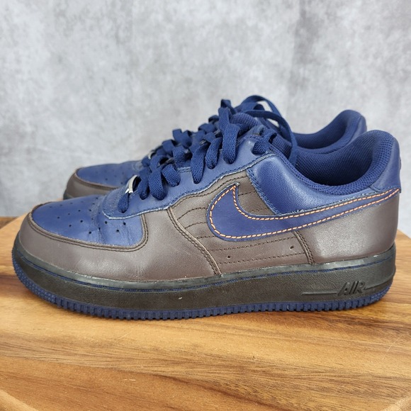 Nike AF1 Air Force 1 Low Sneakers Mens 8 Barkley Blue Brown‎ Shoes 317295-241 main image 7